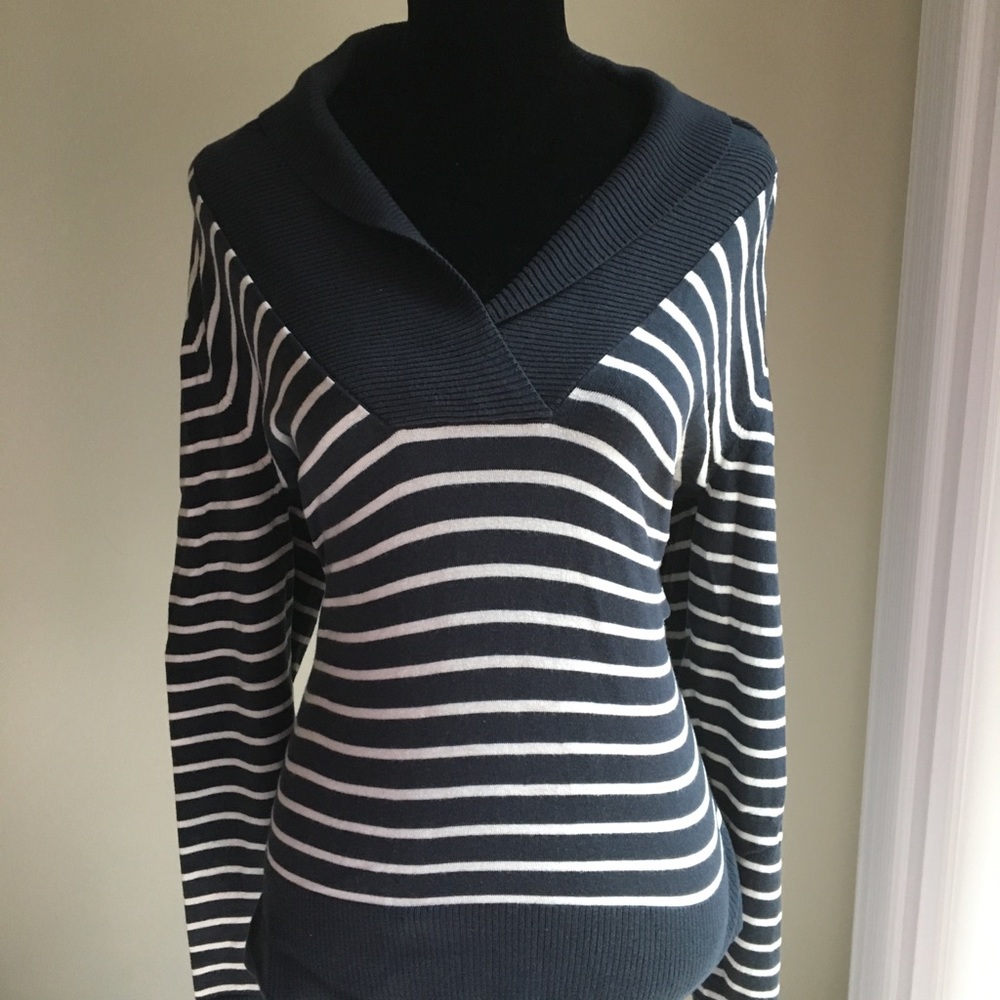Banana Republic Stripe Rib Shawl Collar Sweater XL